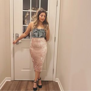 VELVET MIDI SKIRT || DUSTY ROSE || SIZE S